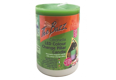 The Buzz Citronella LED Colour Change Pillar Candle